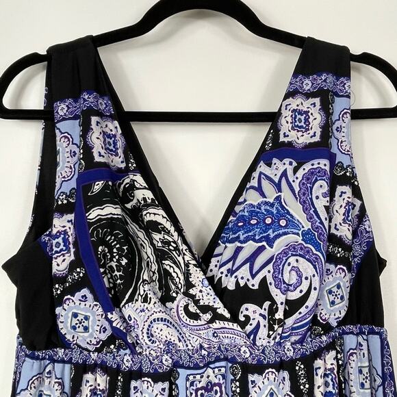 Enfocus Studio Women's Sleeveless Boho Floral Print Midi Dress Purple Size 12 - Picture 3 of 7